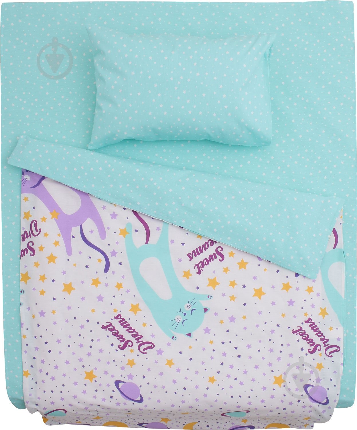 Комплект постельного белья Homeline котики белый с рисунком - фото 1 Комплект постельного белья Homeline котики белый с рисунком - фото 1