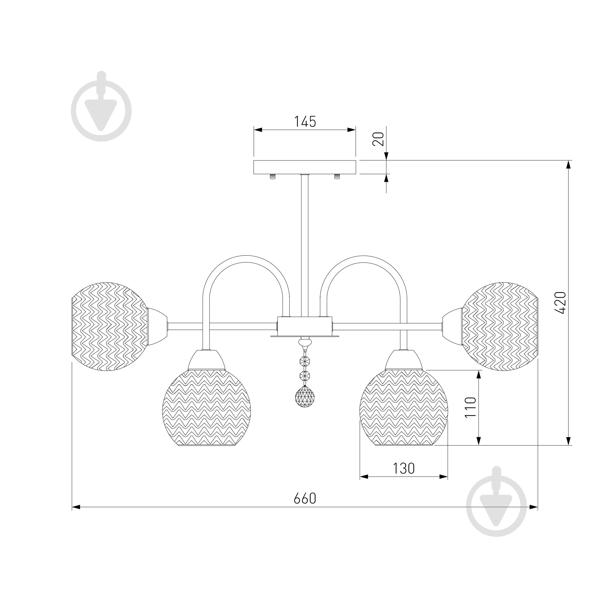 Люстра стельова Strotskis Ottawa 6x40 Вт E27 хром 30175/6 - фото 4