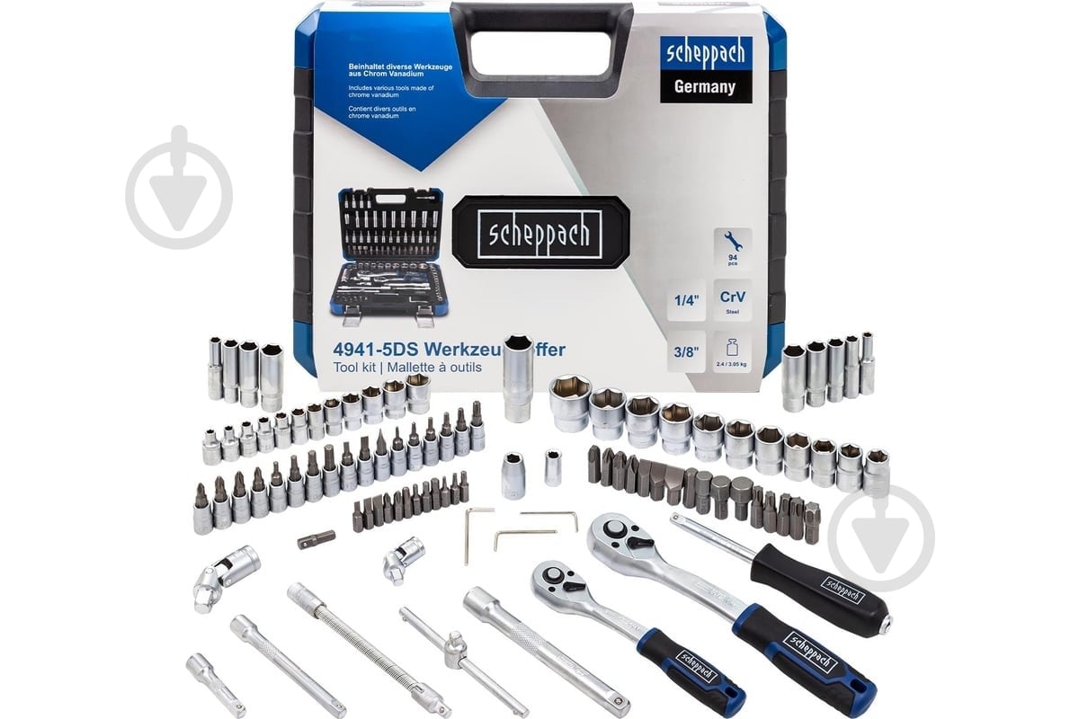 Набір ручного інструменту Scheppach 94 шт. SCH-4941-5DS - фото 1 Набір ручного інструменту Scheppach 94 шт. SCH-4941-5DS - фото 1