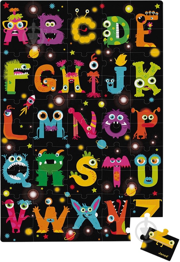 Пазлы Janod Алфавит Монстры 50 элемента - фото 2