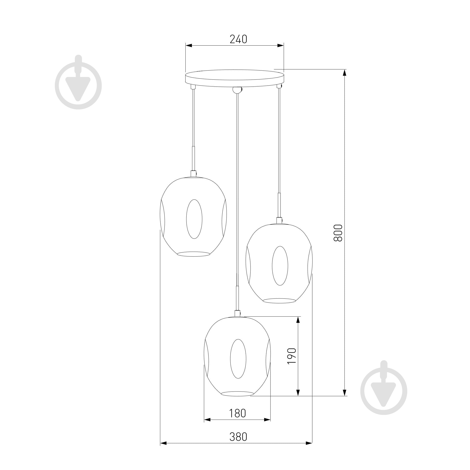 Підвіс Strotskis Mill 3x40 Вт E14 чорна перлина 50195/3 (чорна перлина) - фото 4