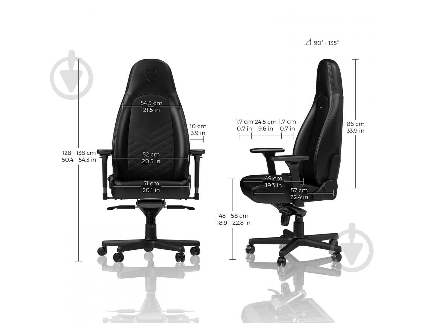 Кресло игровое Noblechairs ICON Gaming Black Edition черный - фото 7