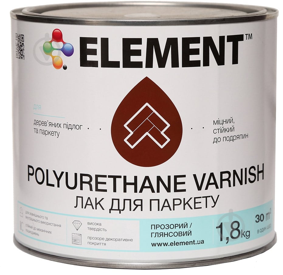 Лак паркетний Element глянець прозорий 1,8 кг - фото 1 Лак паркетний Element глянець прозорий 1,8 кг - фото 1
