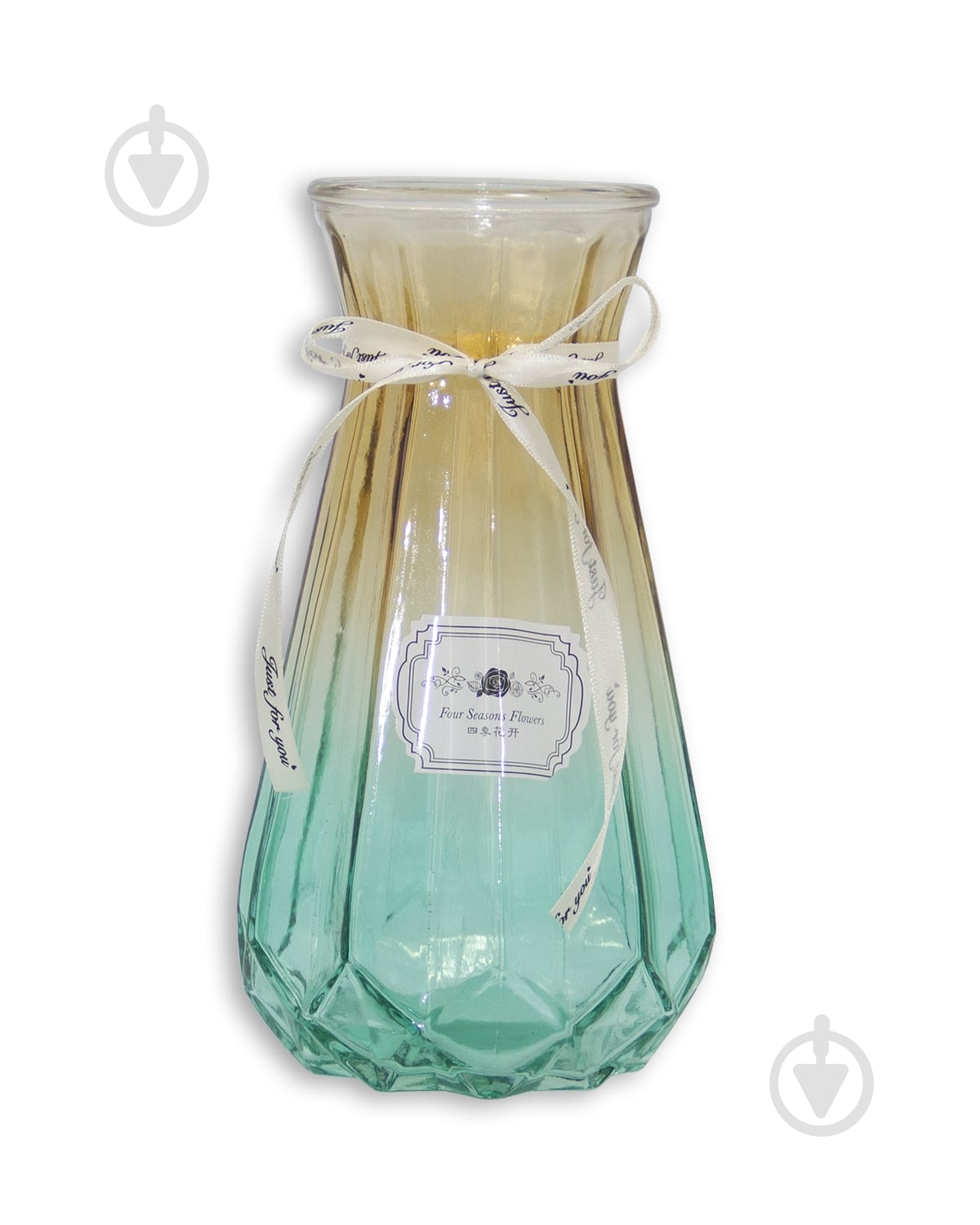 Ваза скляна CRYSTAL Crystal Kelly 24 см омбре желто-зеленая 24 см 83000006/3_YBCG-MT-6 - фото 1