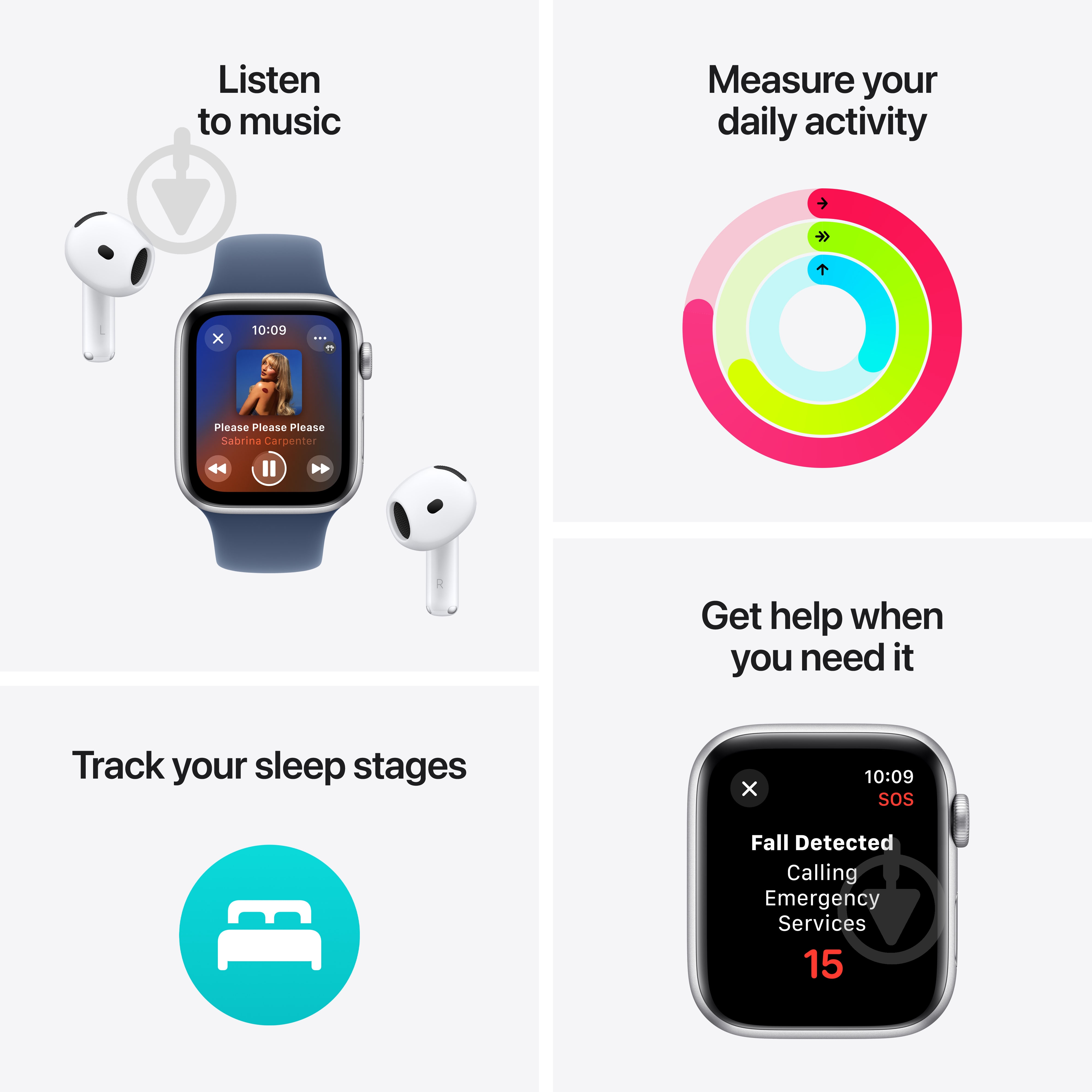 Смарт-годинник Apple Watch SE GPS 44mm silver aluminium Case with Blue Cloud Sport Loop (MXET3QH/A) — фото 3