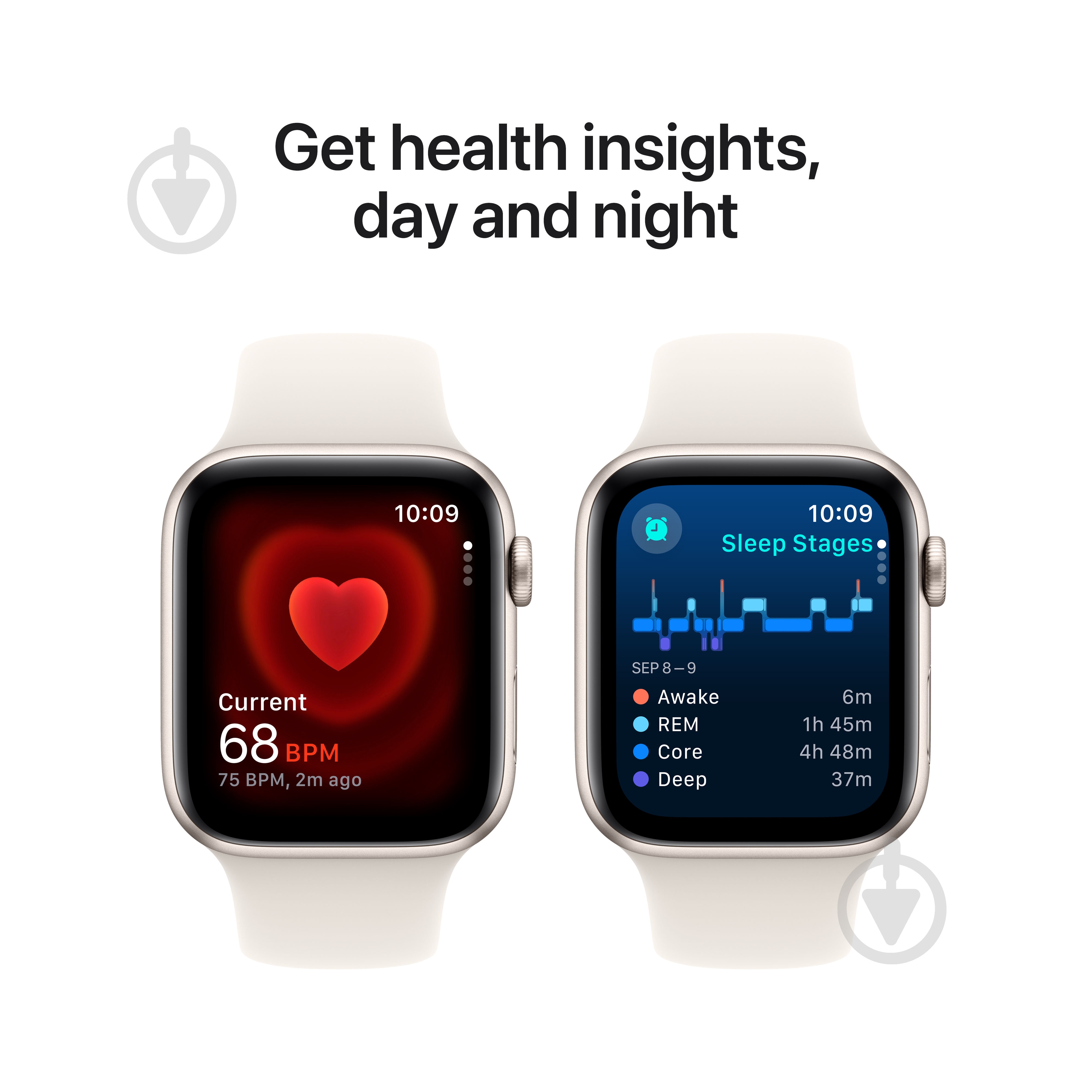 Смарт-часы Apple Watch SE GPS 44mm starlight aluminium Case with Starlight Sport Band - S/M (MXEU3QH/A) - фото 5