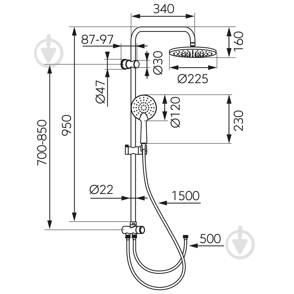 Душевая система Ferro COPPA NP92-BL - фото 2 Душевая система Ferro COPPA NP92-BL - фото 2