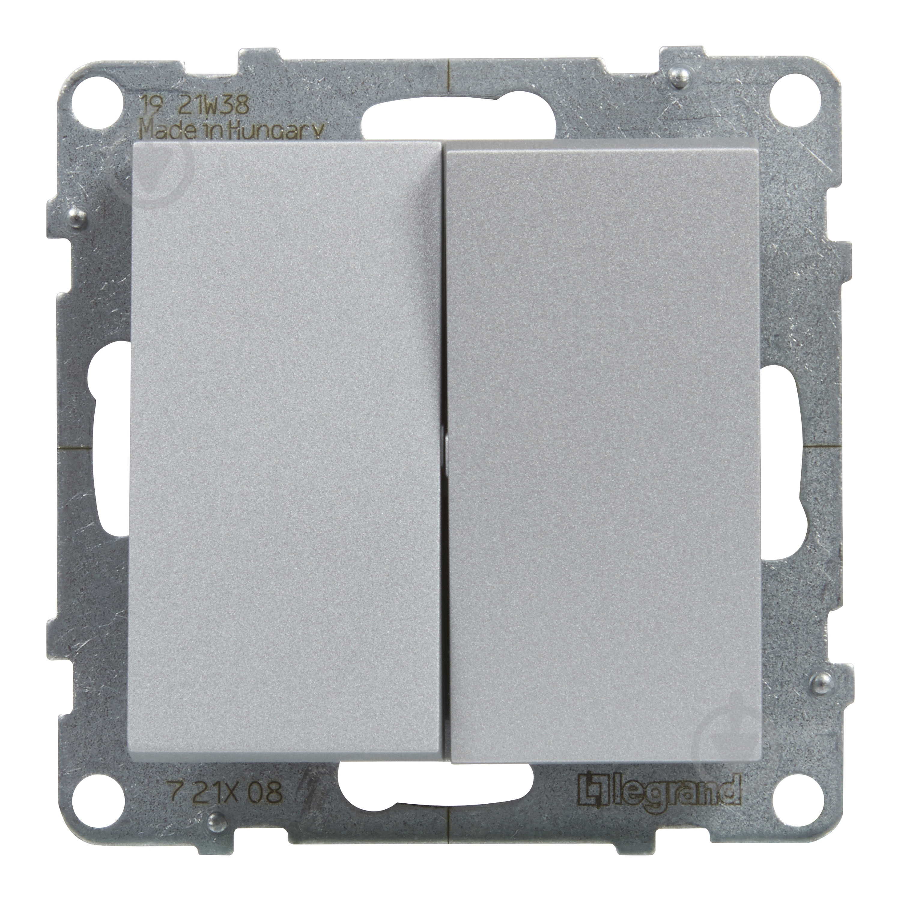 Переключатель проходной двухклавишный Legrand Suno без подсветки алюминий 721308 - фото 2