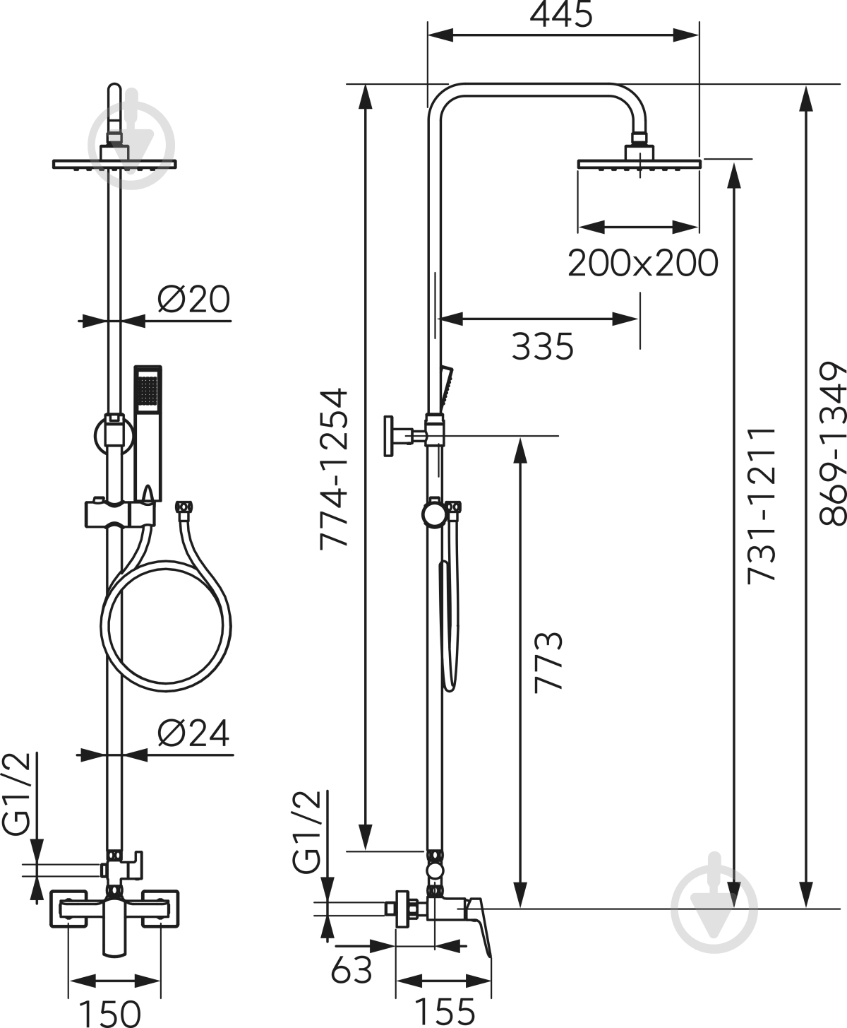 Душевая система Ferro Vitto VerdeLine NP81-BVI7UVL - фото 2 Душевая система Ferro Vitto VerdeLine NP81-BVI7UVL - фото 2