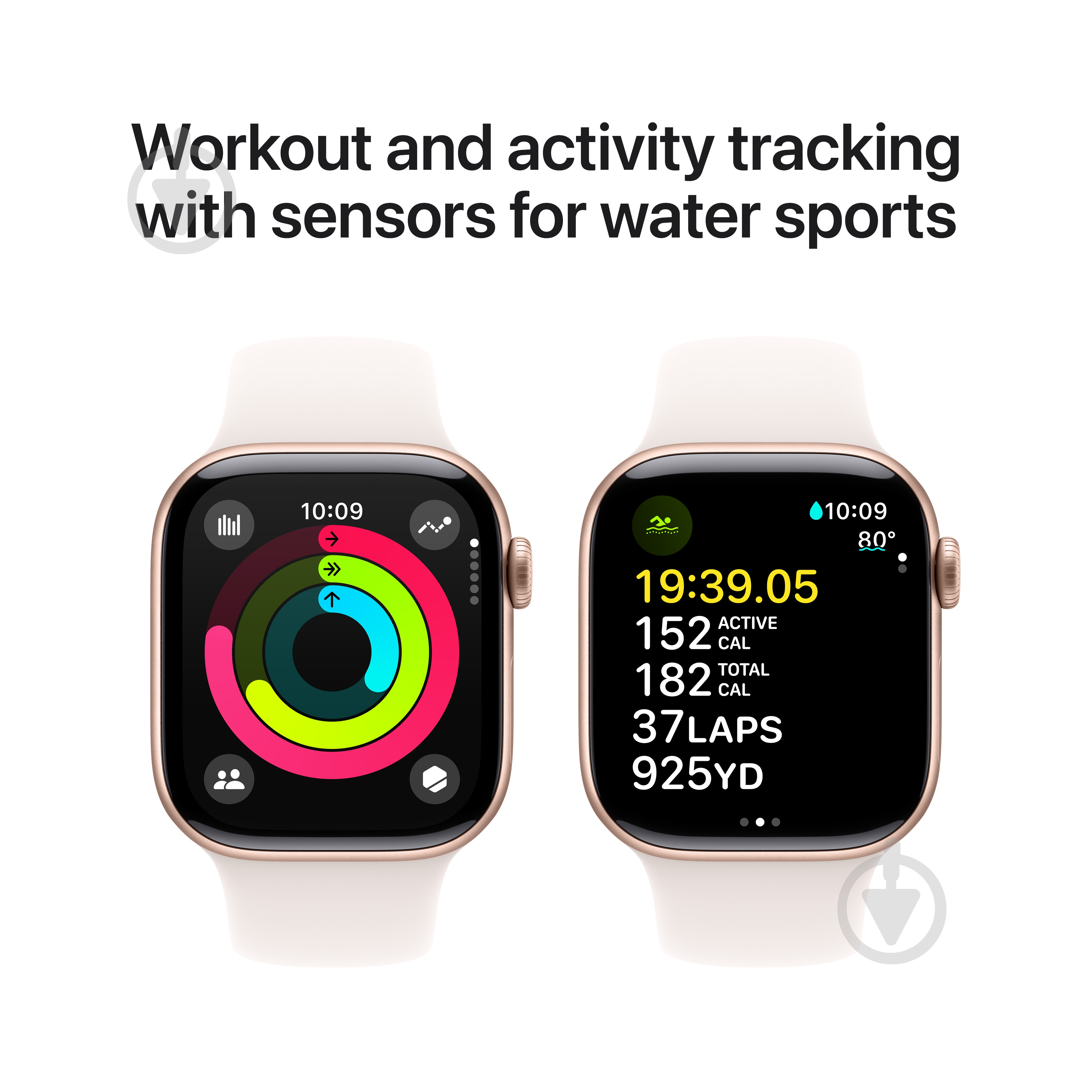 Смарт-часы Apple Watch Series 10 GPS 42mm Rose Gold Aluminium Case with Light Blush Sport Band - S/M (MWWH3QH/A) - фото 4