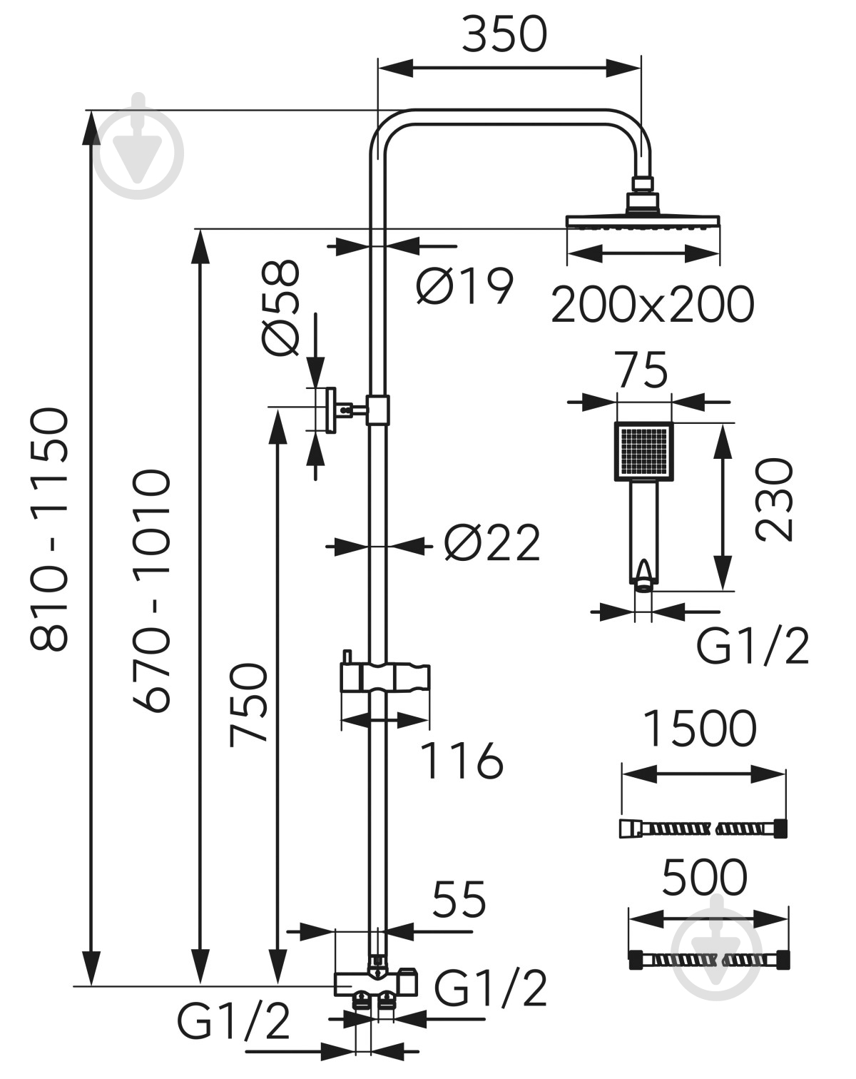 Душевая система Ferro Wizard Square NP46 - фото 2 Душевая система Ferro Wizard Square NP46 - фото 2