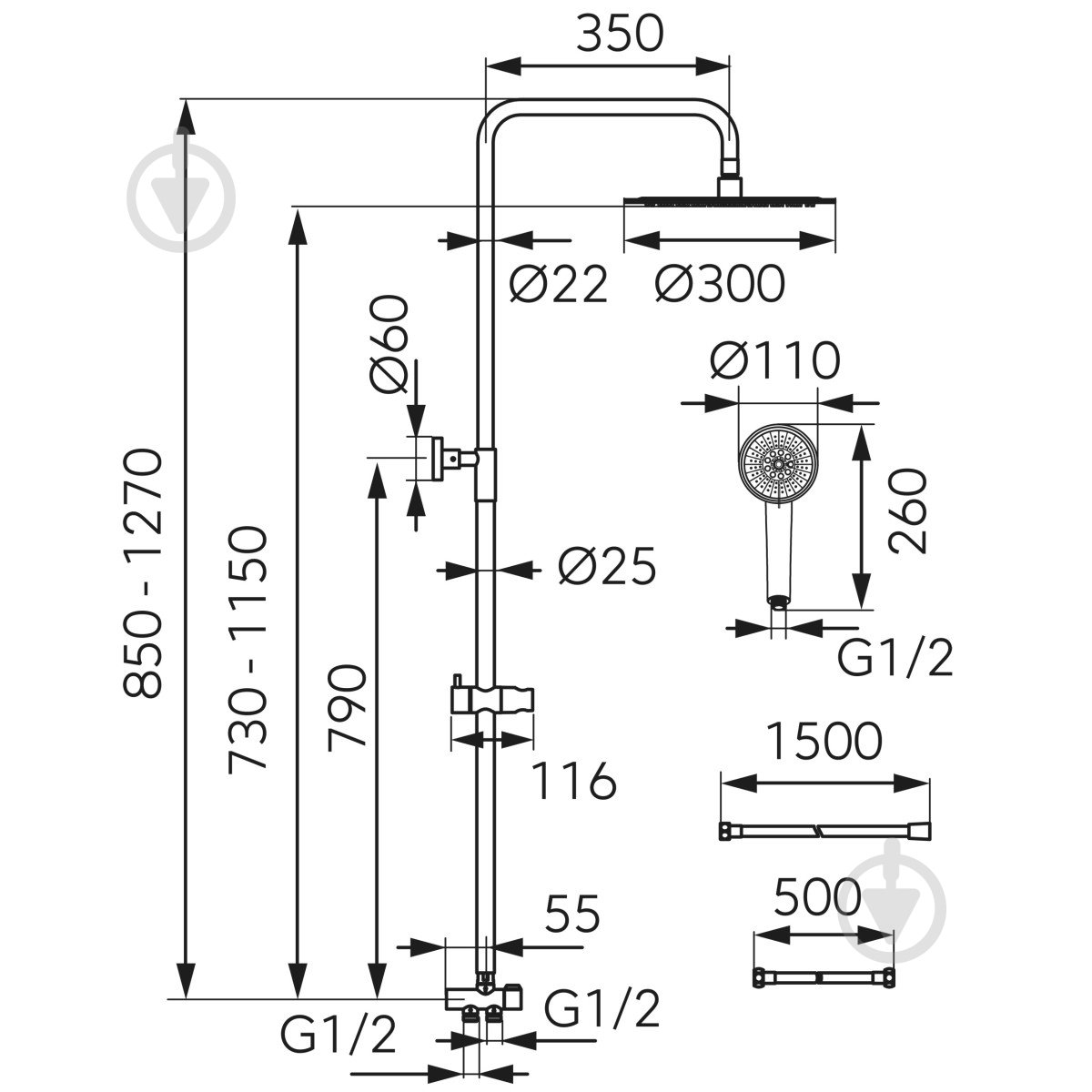 Душевая система Ferro Wizard Square Pro NP48 - фото 2
