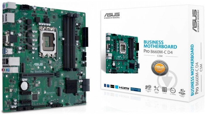 Материнська плата Asus PRO B660M-C D4/CSM (Socket 1700, Intel B660, micro ATX) - фото 2