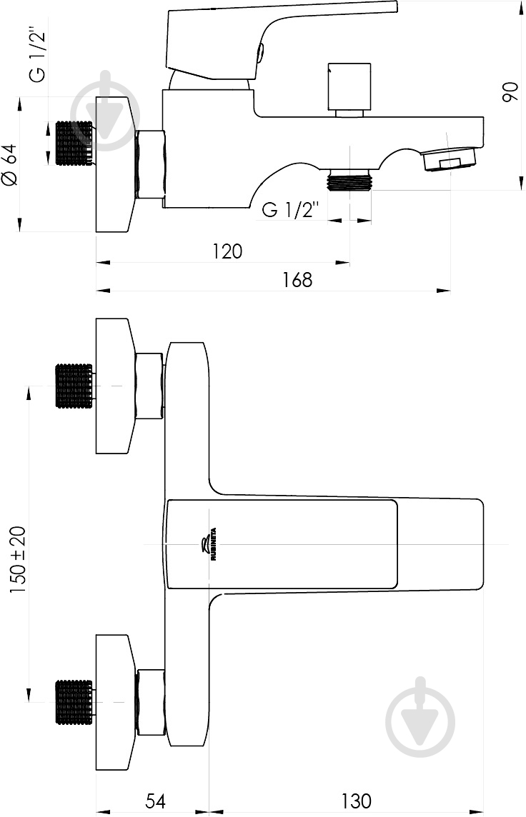 Смеситель для ванны Rubineta Modena-10 Md10008 - фото 2