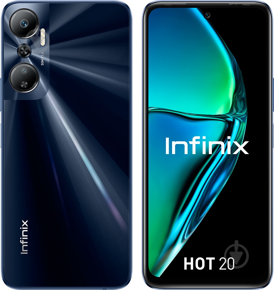 Смартфон Infinix Hot 20 6/128GB sonic black (X6826B) - фото 1