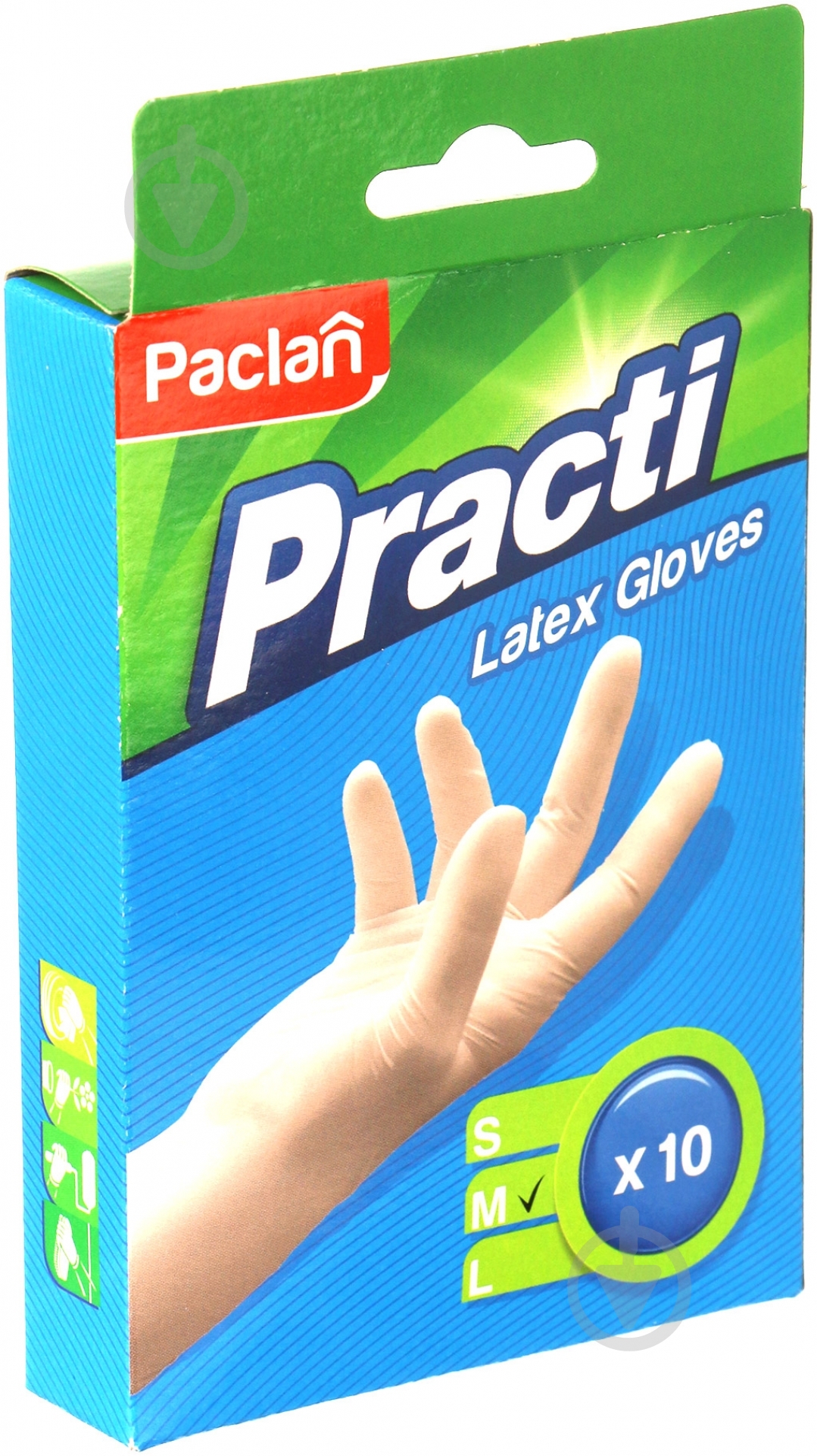 Перчатки латексные Paclan стандартные р. M 5 пар/уп. белые - фото 1 Перчатки латексные Paclan стандартные р. M 5 пар/уп. белые - фото 1