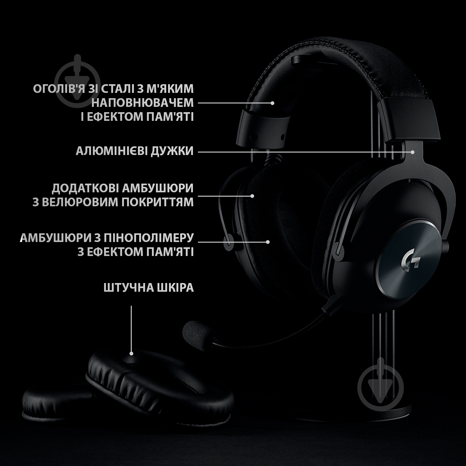 Гарнитура игровая Logitech PRO X Wireless LIGHTSPEED Gaming Headset black (981-000907) - фото 6