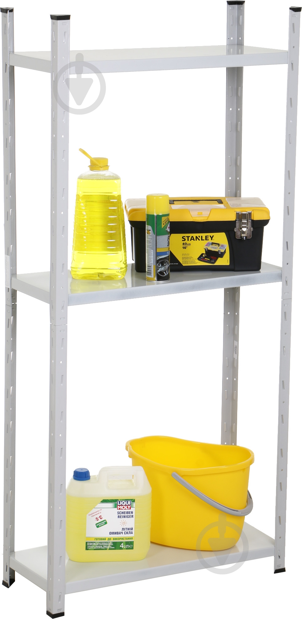 Стелаж 1600x800x400 мм сірий метал полиці 3 шт. фарбований - фото 3