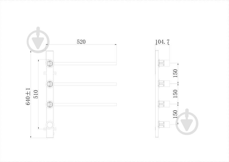 Полотенцесушитель электрический KOSSER Вертекс 510х520/3 ELR - фото 2
