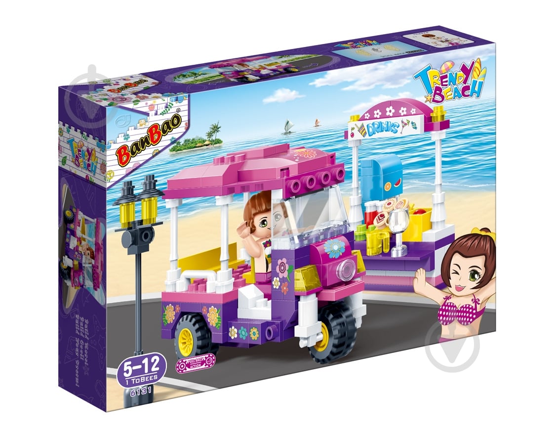 Конструктор BanBao trendy beach трьозколісний мотоцикл 6131 - фото 1 Конструктор BanBao trendy beach трьозколісний мотоцикл 6131 - фото 1