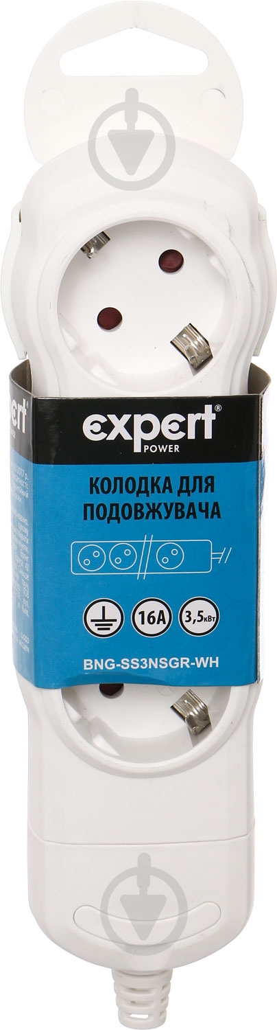 Колодка Expert Power із заземленням 3 гн. без вимикача білий BNG-SS3NSGR-WH - фото 4