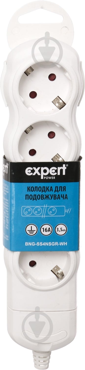 Колодка Expert Power із заземленням 4 гн. без вимикача білий BNG-SS4NSGR-WH - фото 4