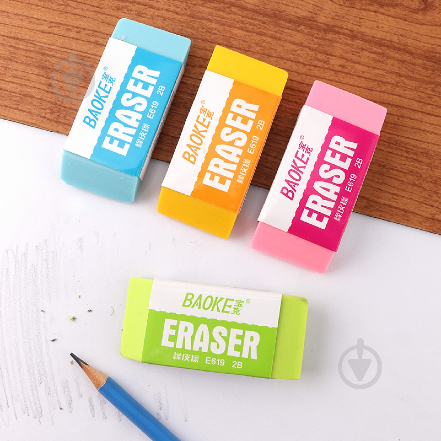 Ластик 73х32х11 мм TPR в ассортименте 2B E619 Baoke - фото 2