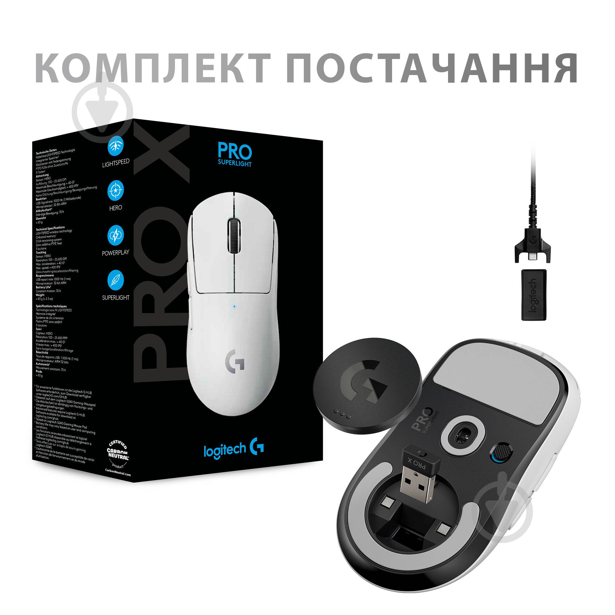 Мышка Logitech G Pro X Superlight Wireless White (L910-005942) - фото 10