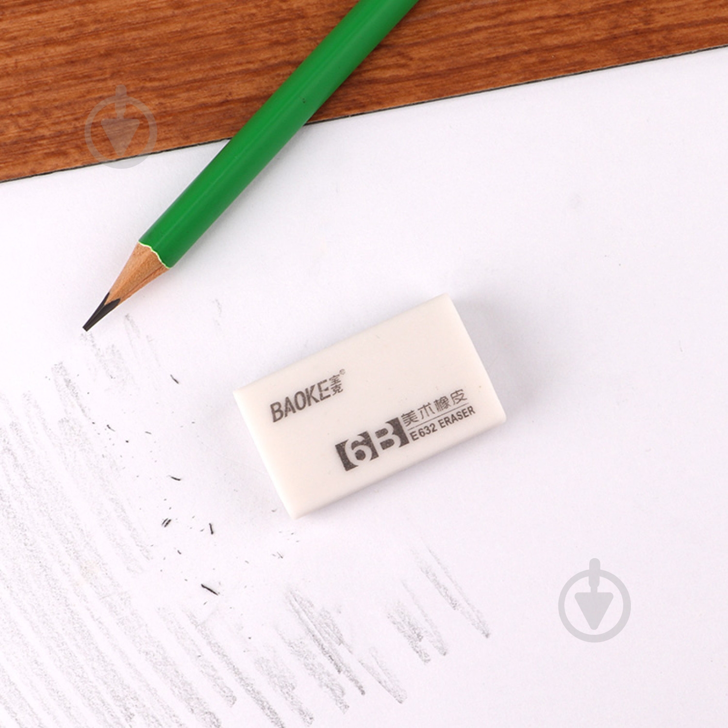 Ластик 39х23х10 мм TPR белый 6B E632 Baoke - фото 4