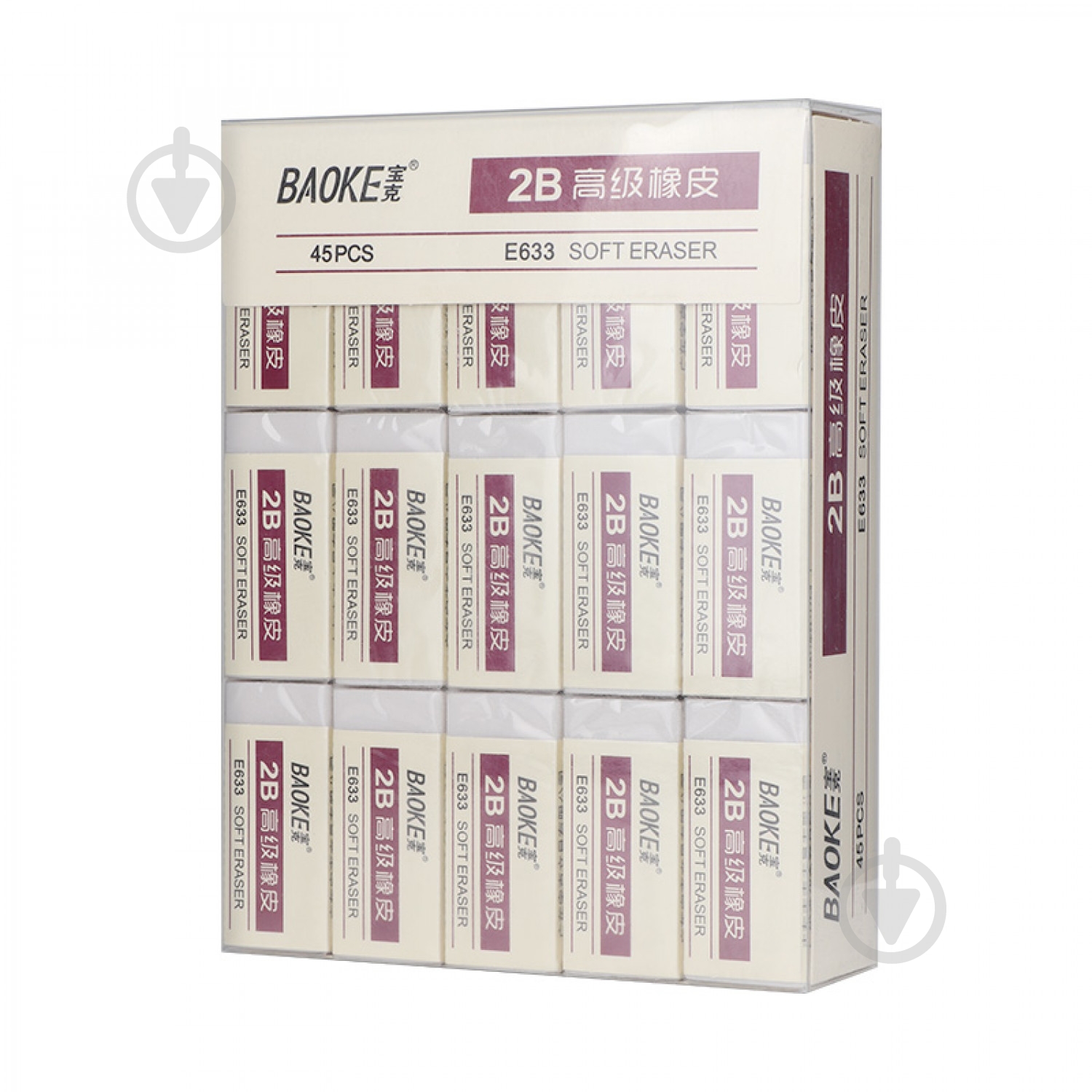Ластик 51х23х11 мм TPR белый 2B E633 Baoke - фото 5