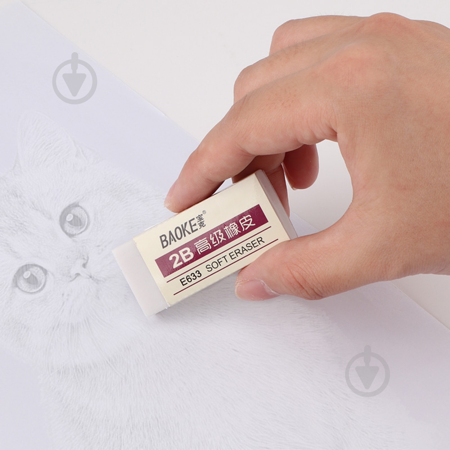 Ластик 51х23х11 мм TPR белый 2B E633 Baoke - фото 6