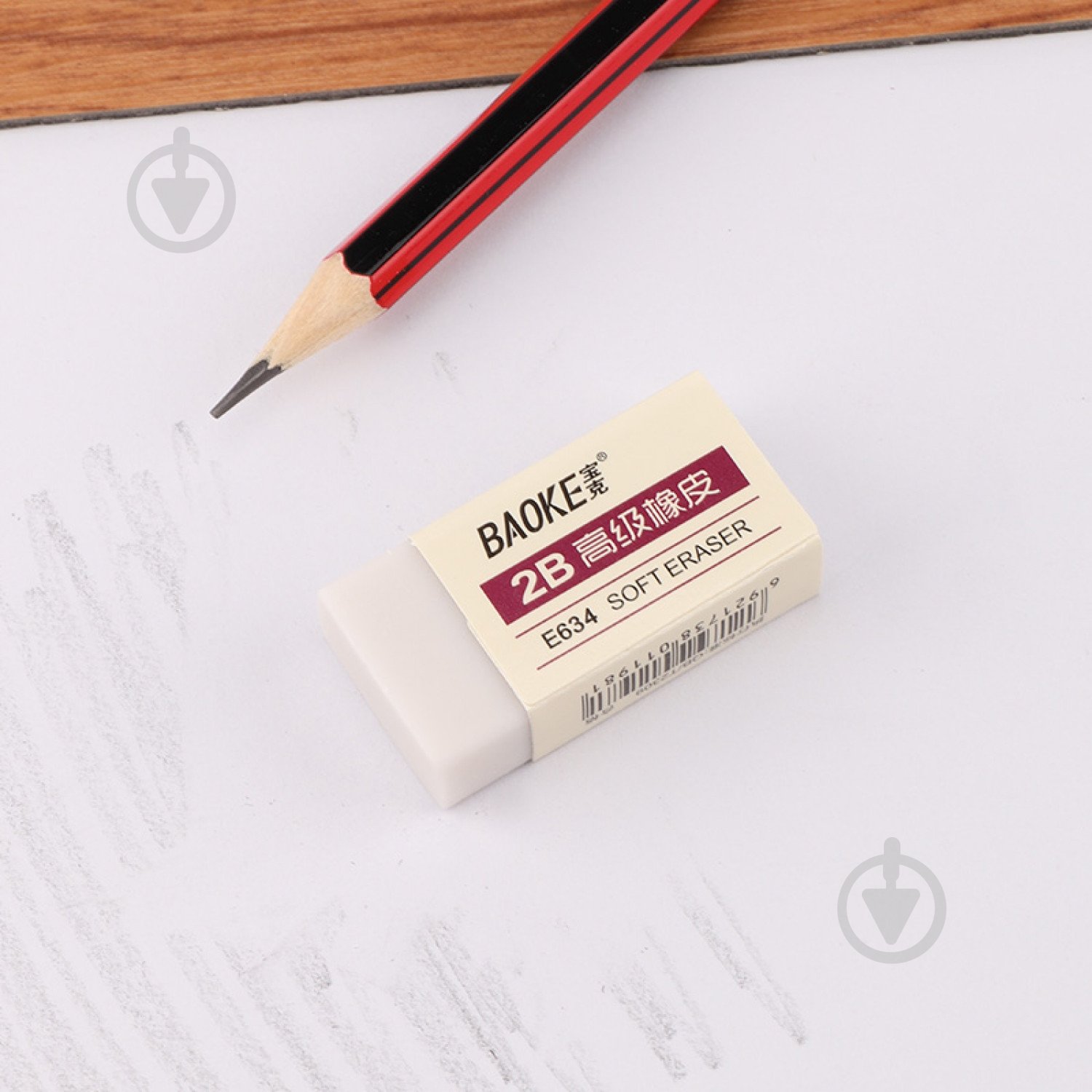 Ластик 39х20х11 мм TPR белый 2B E634 Baoke - фото 6