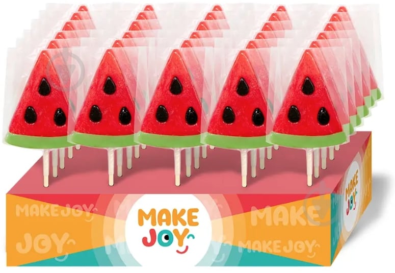 Карамель льодяникова Make Joy Funny Pops у формі кавуна 30 г - фото 1 Карамель льодяникова Make Joy Funny Pops у формі кавуна 30 г - фото 1