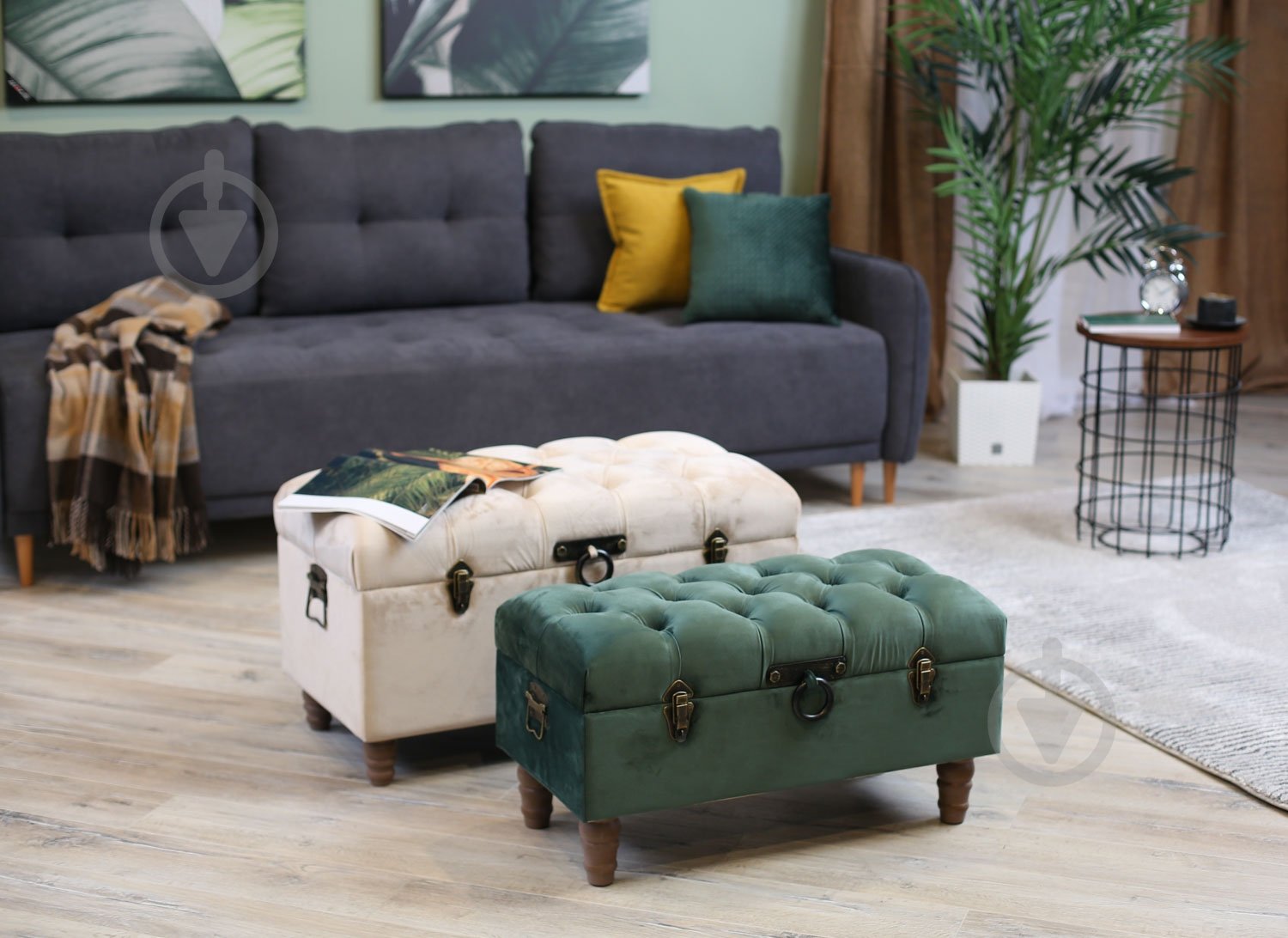 Скриня-пуф Shic B велюр 825х470х420 мм світло-сірий (15B176-C1) - фото 6