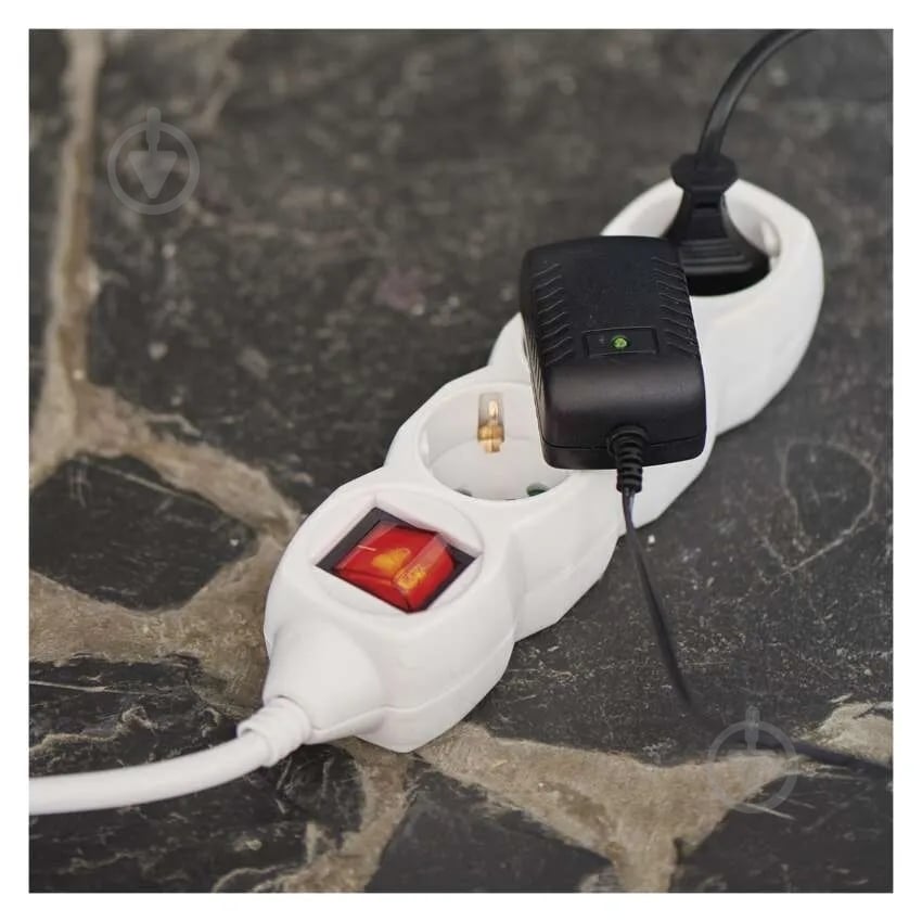 Удлинитель с выключателем Emos 1 мм² 16A 3680 Вт с заземлением 3 гн. белый 1,5 м P1321 - фото 5