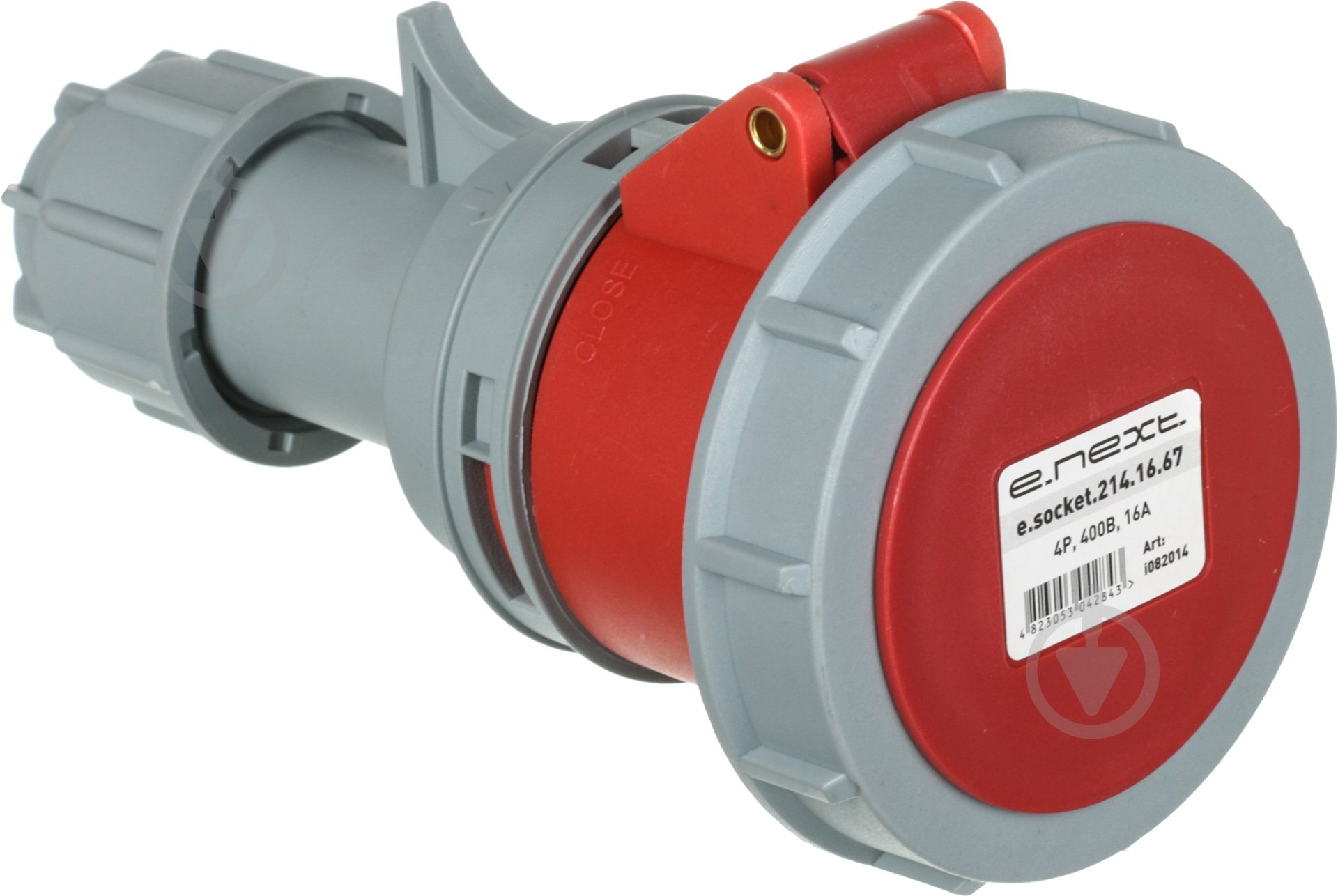 Розетка силовая переносная с заземлением E.NEXT e.socket.214.16.67, 4п., 400В, 16А , IP 67 серый с красным i082014 - фото 2 Розетка силовая переносная с заземлением E.NEXT e.socket.214.16.67, 4п., 400В, 16А , IP 67 серый с красным i082014 - фото 2