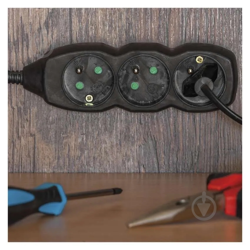 Удлинитель Emos 1 мм² 10A 2300 Вт FRENCH с заземлением 3 гн. черный 1,5 м PC0311_FR - фото 4