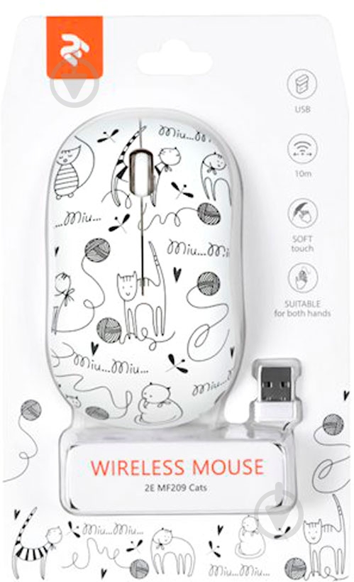 Мышь 2E MF209 WL Cats white - фото 5