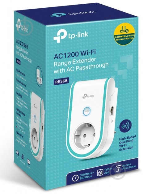 Повторитель сигнала TP-Link AC1200 1ХFE LAN розетка (RE365) - фото 4