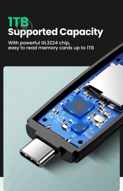 Кардрідер UGREEN CM304 Multifunction Card Reader Black 80191 - фото 2 Кардрідер UGREEN CM304 Multifunction Card Reader Black 80191 - фото 2