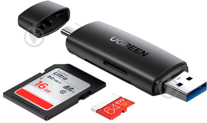 Кардрідер UGREEN CM304 Multifunction Card Reader Black 80191 - фото 1 Кардрідер UGREEN CM304 Multifunction Card Reader Black 80191 - фото 1