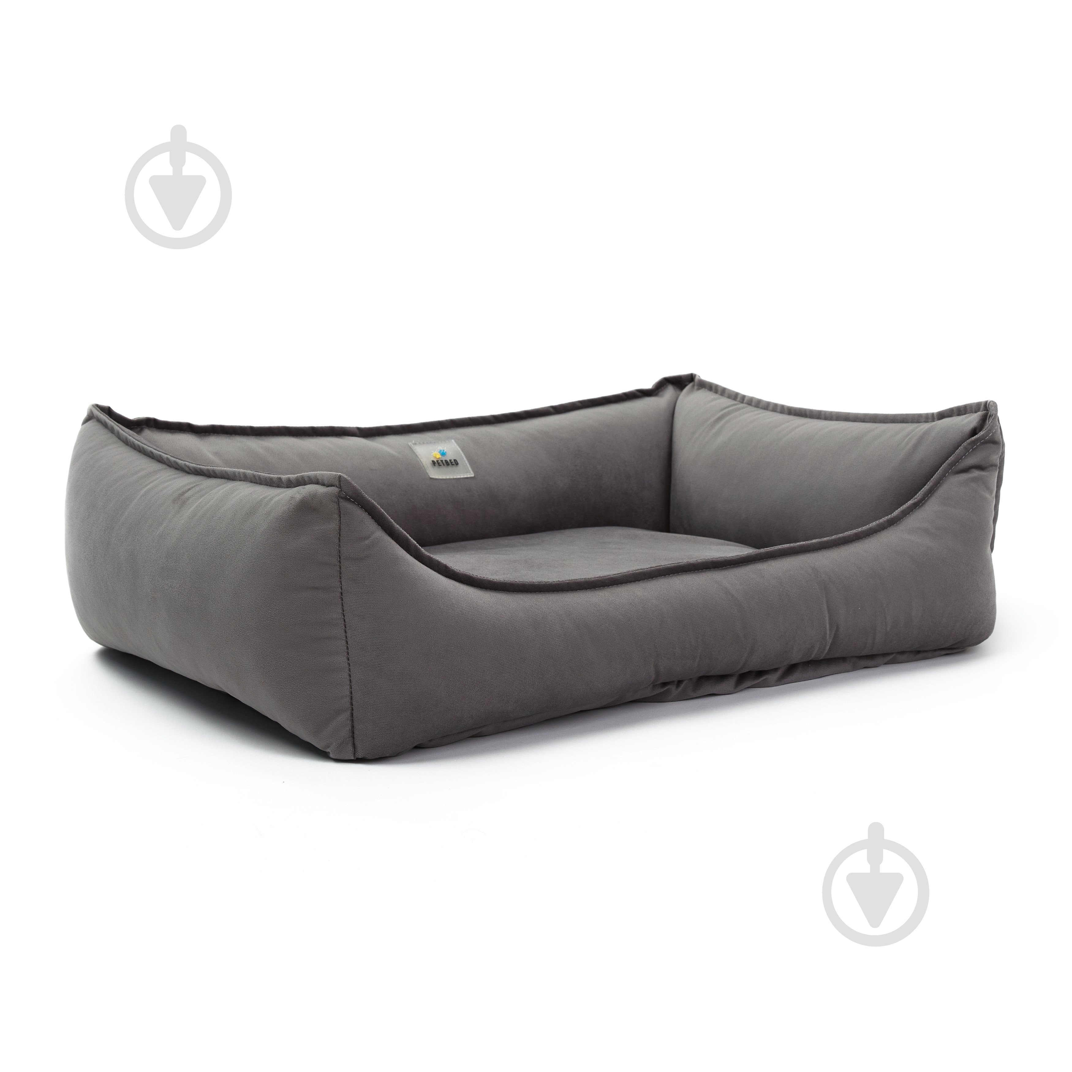 Лежак PETBED Комфорт 80x60 см h-23 см велюр темно-сірий - фото 2