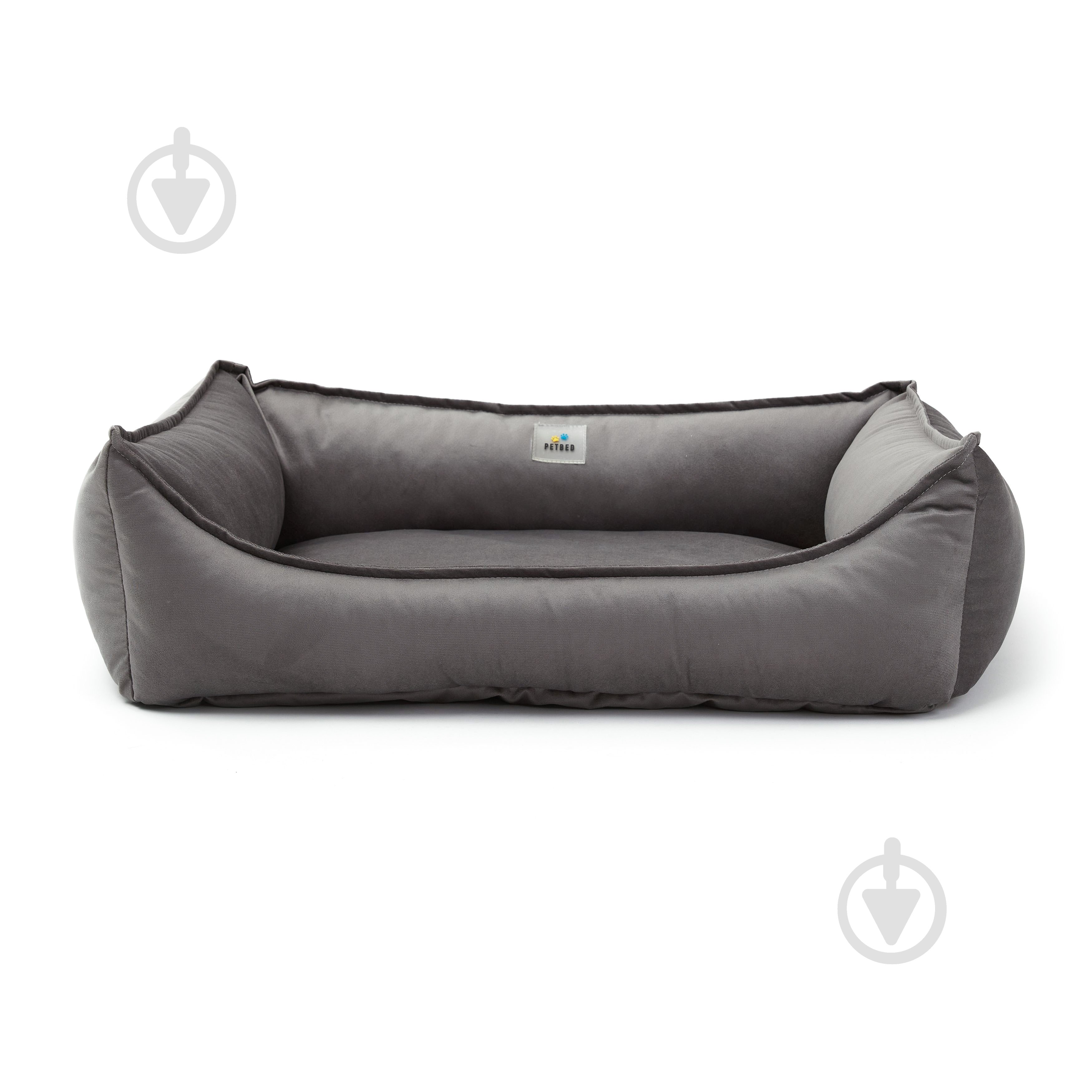 Лежак PETBED Комфорт 80x60 см h-23 см велюр темно-сірий - фото 1