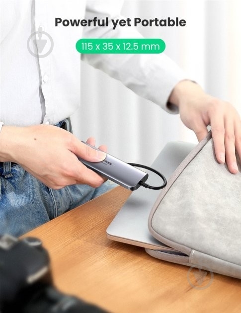 USB-хаб UGREEN CM136 USB Type-C Multifunction Adapter to 3xUSB 3.0+HDMI+PD Space Gray 70495 - фото 2