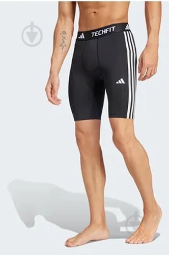 Тайтсы Adidas Techfit Compression Training 3-Stripes Short IN5589 р.S черный - фото 1
