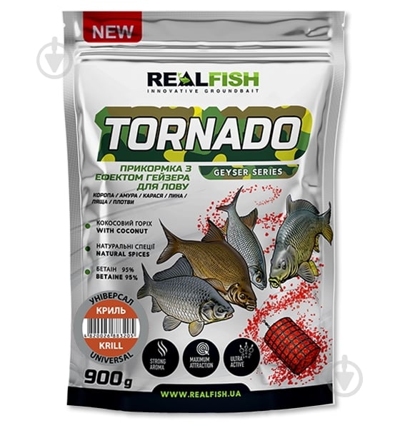 Прикормка RealFish 900 г кріль Tornado Універсал - фото 1