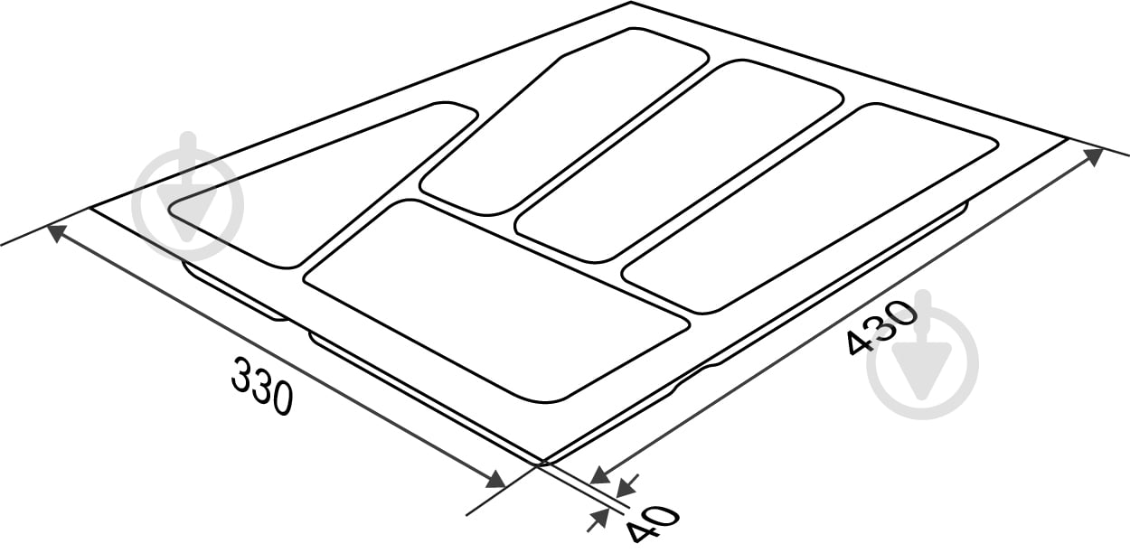 Лоток для столових приборів Verso 330x430x40 мм фасад 400 мм пластиковий білий - фото 2