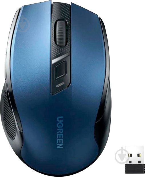 Мышка беспроводная UGREEN MU006 Ergonomic 2.4G Wireless Mouse blue (15064) - фото 1