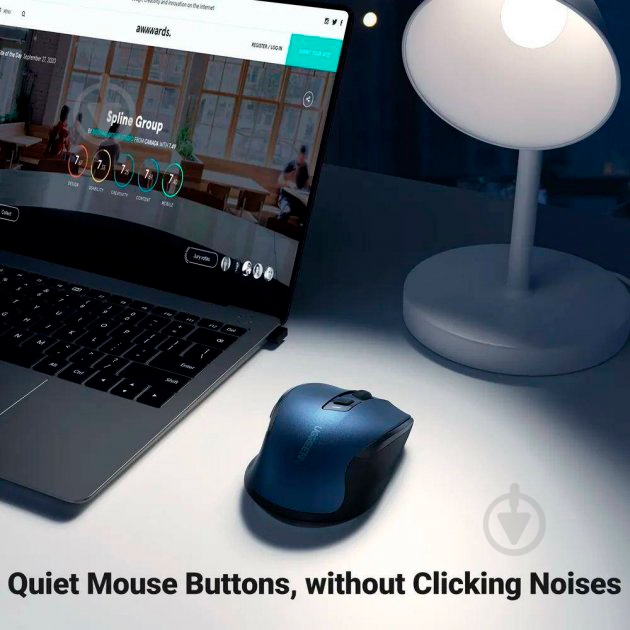 Мышка беспроводная UGREEN MU006 Ergonomic 2.4G Wireless Mouse blue (15064) - фото 4
