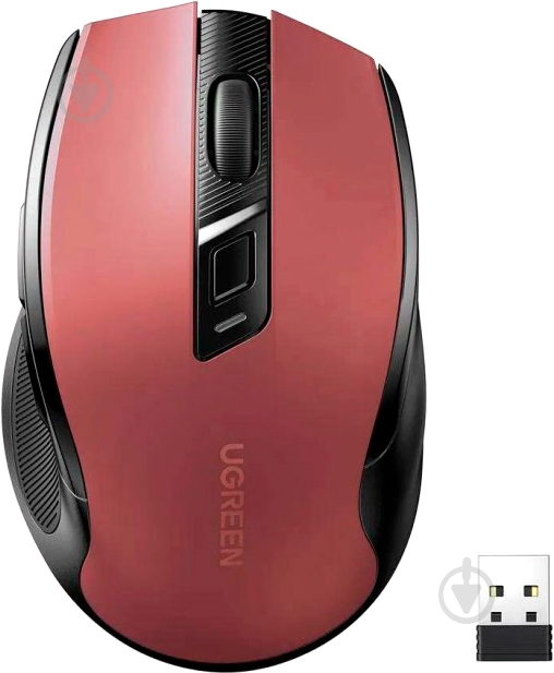 Мышка беспроводная UGREEN MU006 Ergonomic 2.4G Wireless Mouse red (15065) - фото 1